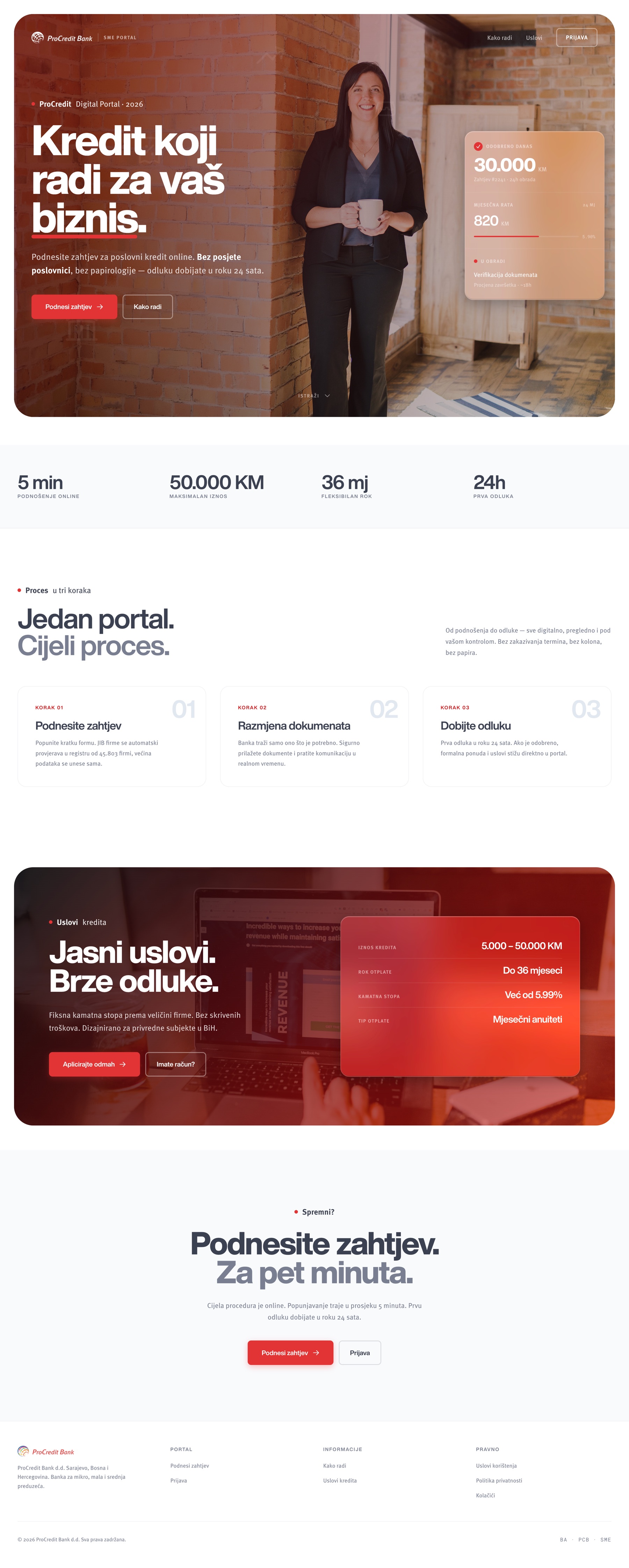 ProCredit Bank SME portal — customer landing page